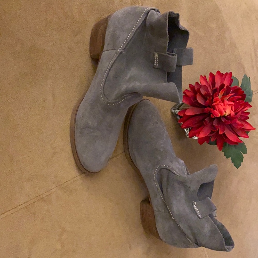 Gray Suede Leather Booties by Carlos Santana
